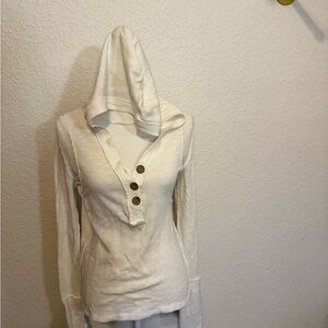 Free People Cream Cotton Hoodie